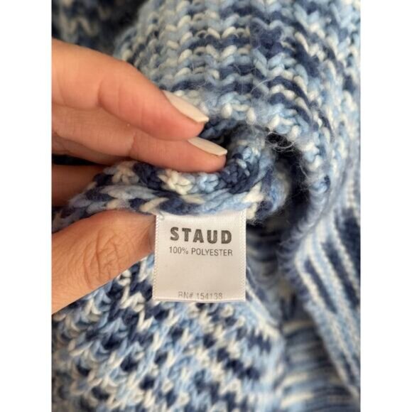 STAUD Benny Dusk Blue Striped Turtleneck Sweater Size Small - Picture 7 of 9
